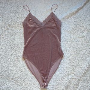 Pink velvet bodysuit Size Small Forever 21